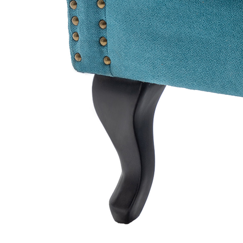 Tufted Wingback Chair, Blue Linen Blend