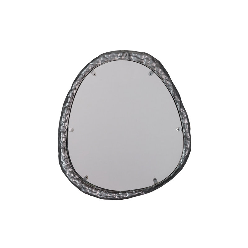 SILVER METAL MIRROR, 57cm H x 53cm W