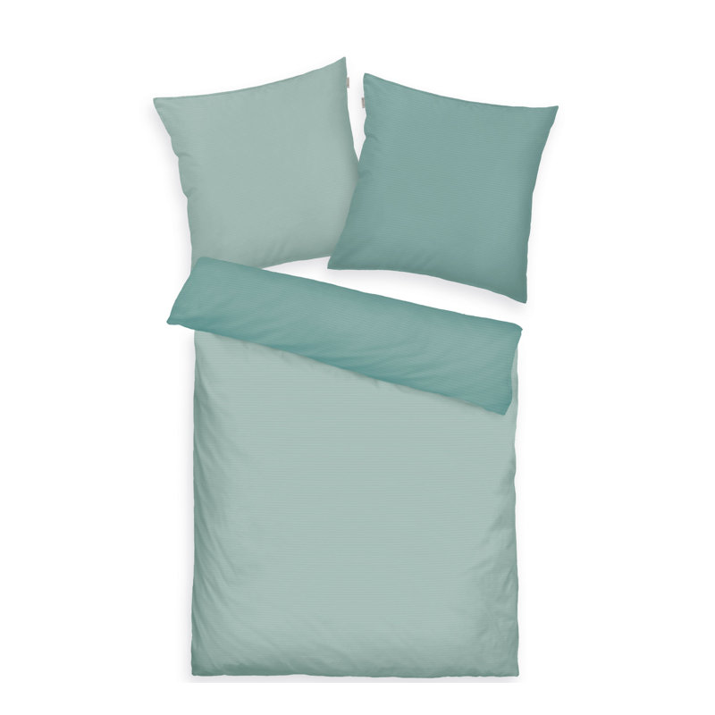 TWO-TONE SOLID COLORS Satin Duvet Cover Set Set, 155 x 220 cm  - 1 Pillowcase (80 x 80 cm), Fresh Sage