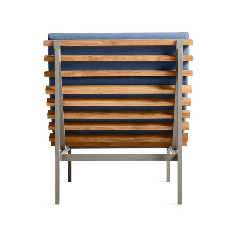Perch Outdoor Teak Chaise Lounge, Charcoal, Sunbrella Haze