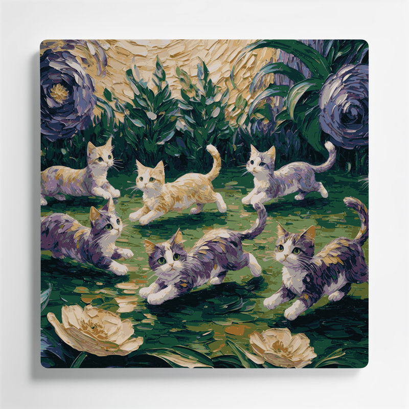Cats Kinkalow, art mural en métal bleu, H 16 po x l 16 po