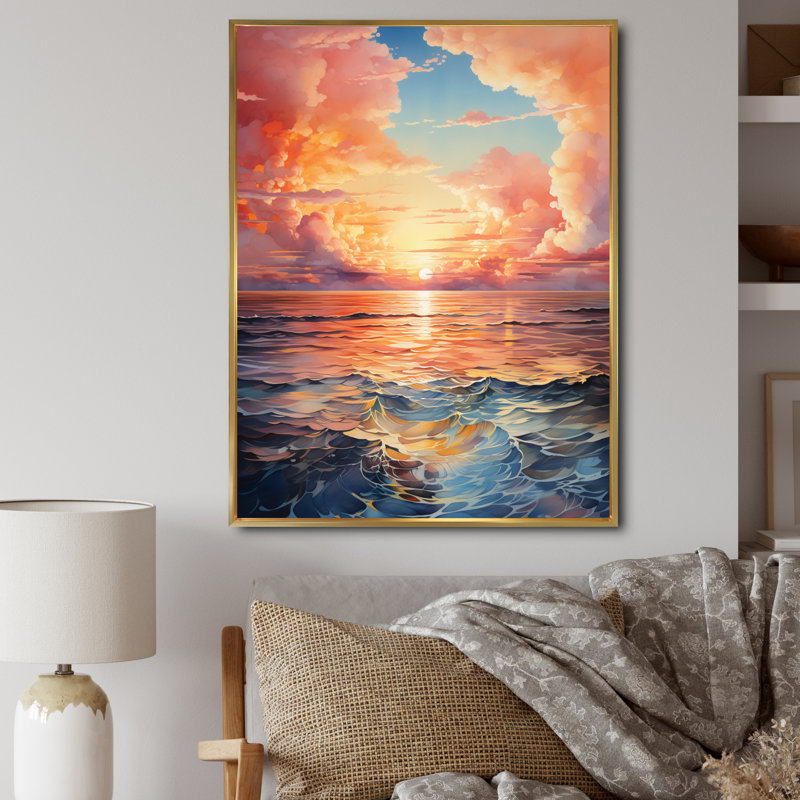«Clouds Coastal Horizons II», reproduction sur toile, H 32 po x l 16 po x P 1 po, Cadre flottant doré