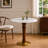 33.5" Round Sintered Stone Dining Table with Solid Rubberwood Pedestal Base and Stainless Steel Bottom, Modern Dining Table for 2-4 People-994938128