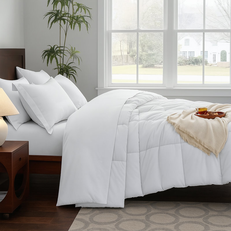 Ensemble d'édredon 7 pièces pour très grand lit blanc Cozylux