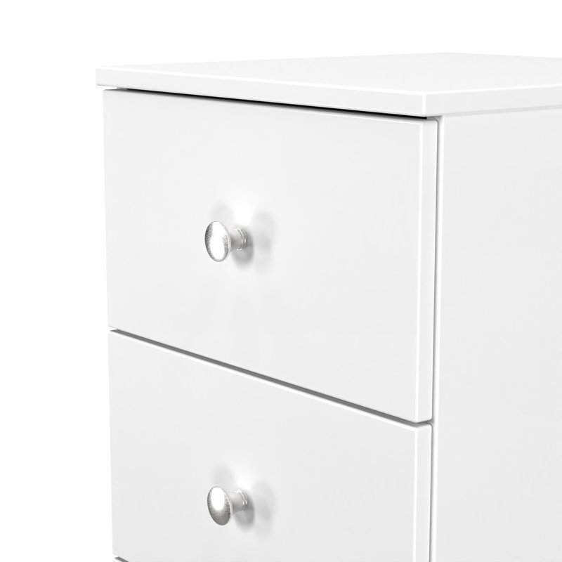 Sylvera 37cm W Manufactured Wood Bedside Table, White Matt