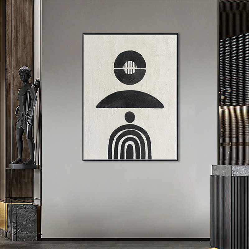 Peinture abstraite en noir et blanc L 36 po x l 2,5 po x H 48 po Ephemera