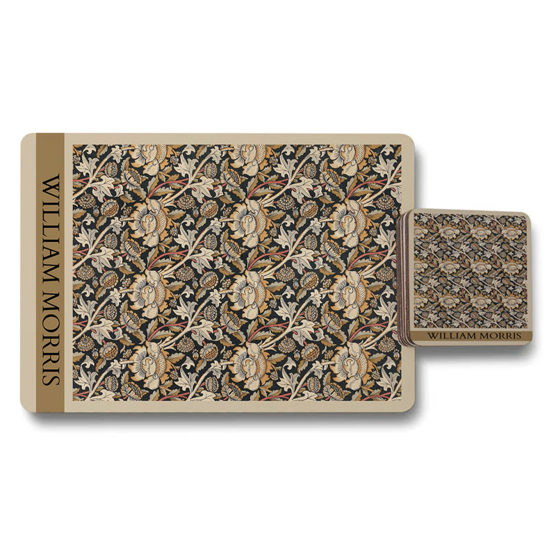 William Morris Floral Tapestry Placemat And Coaster Set In Heritage Collection Of Craftsmanship