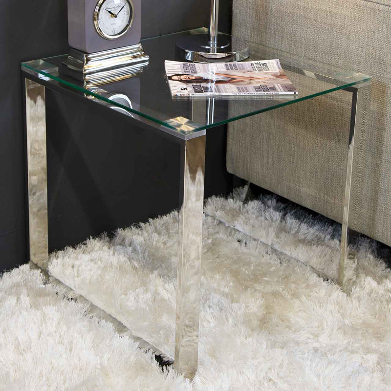 Roderick Glass Top Sled End Table