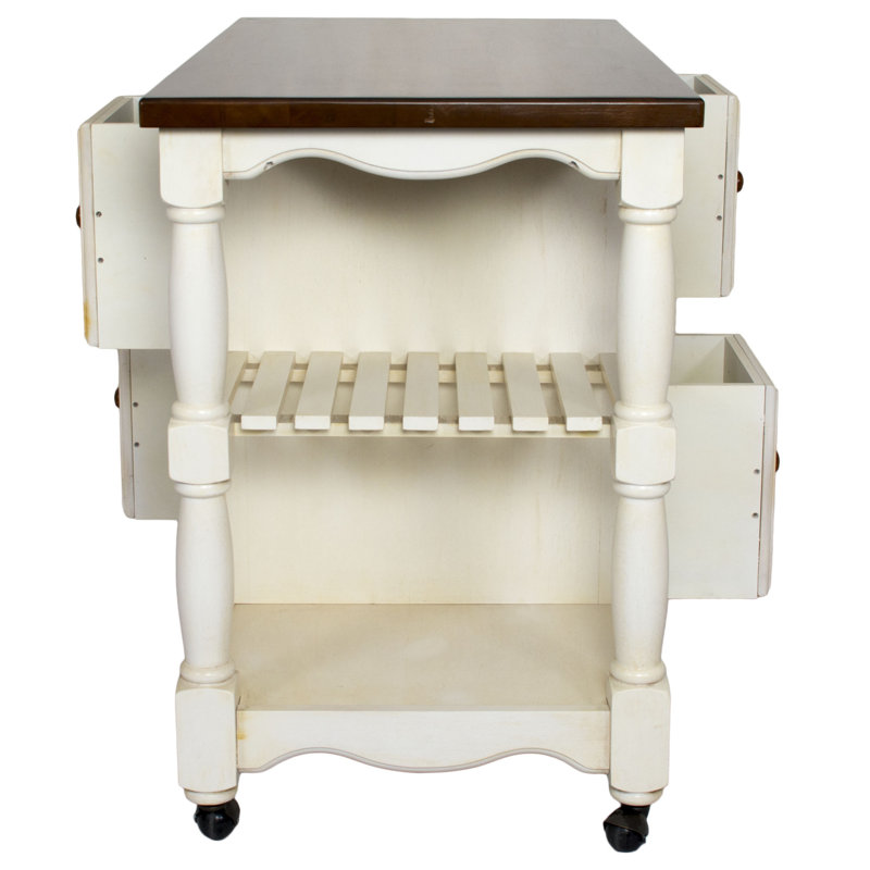 Chariot de cuisine 4 tiroirs 2 tablettes Littoral, Blanc antique
