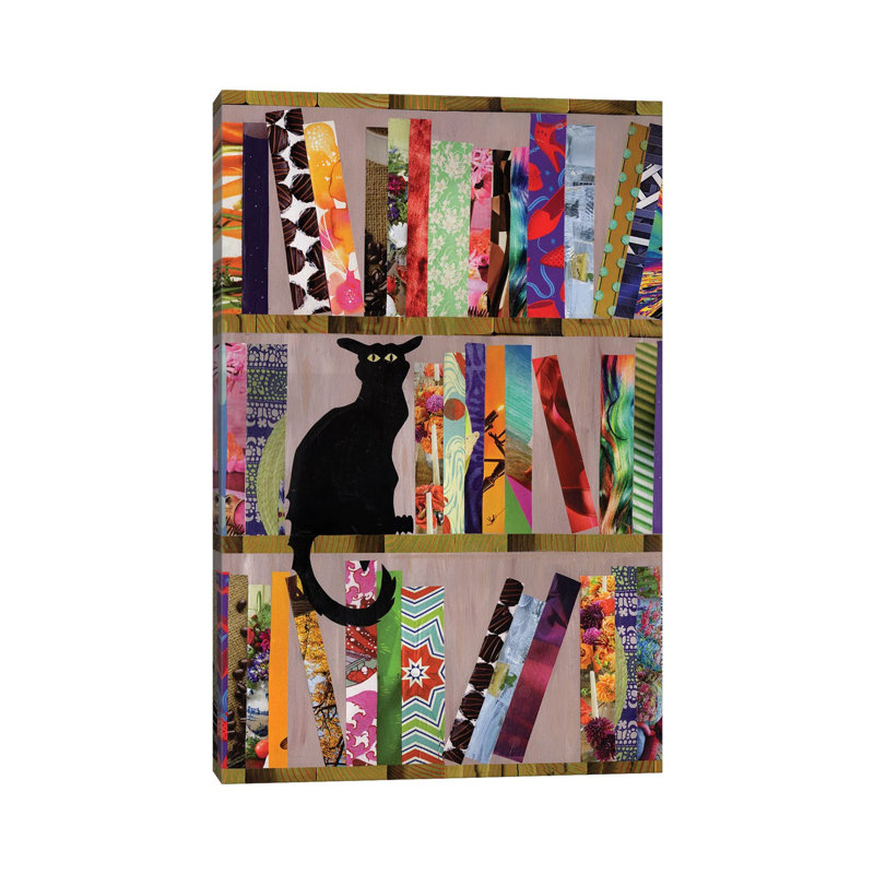Bookcat by Artpoptart - Wrapped Canvas Print, 30.48 cm H x 45.72 cm W, Wrapped Canvas