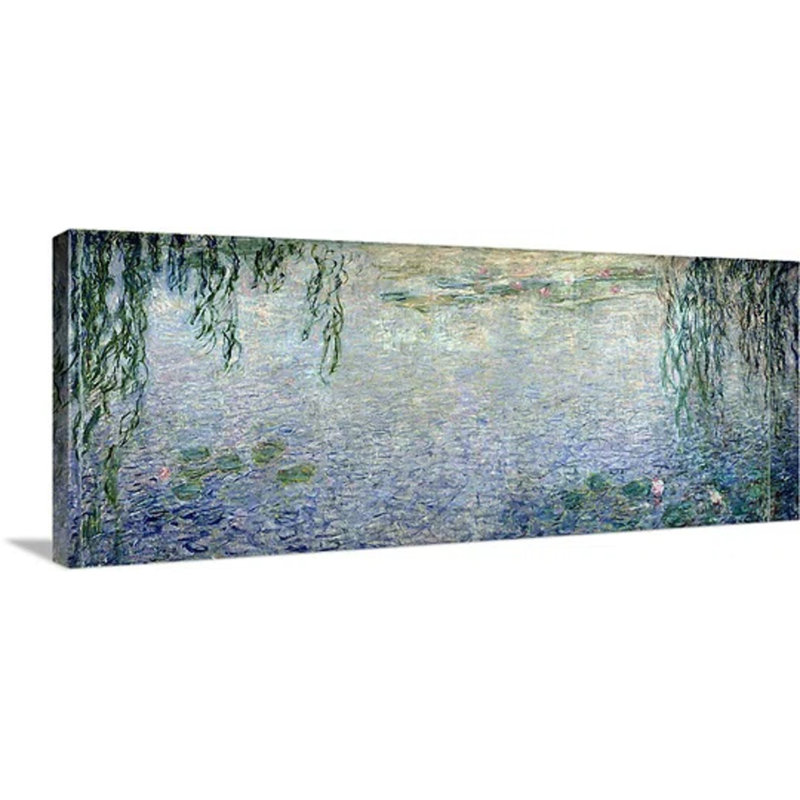 Milesburg " Waterlilies: Morning With Weeping Willows " by Claude Monet, 20" H x 60" W, Wrapped Canvas, No Frame