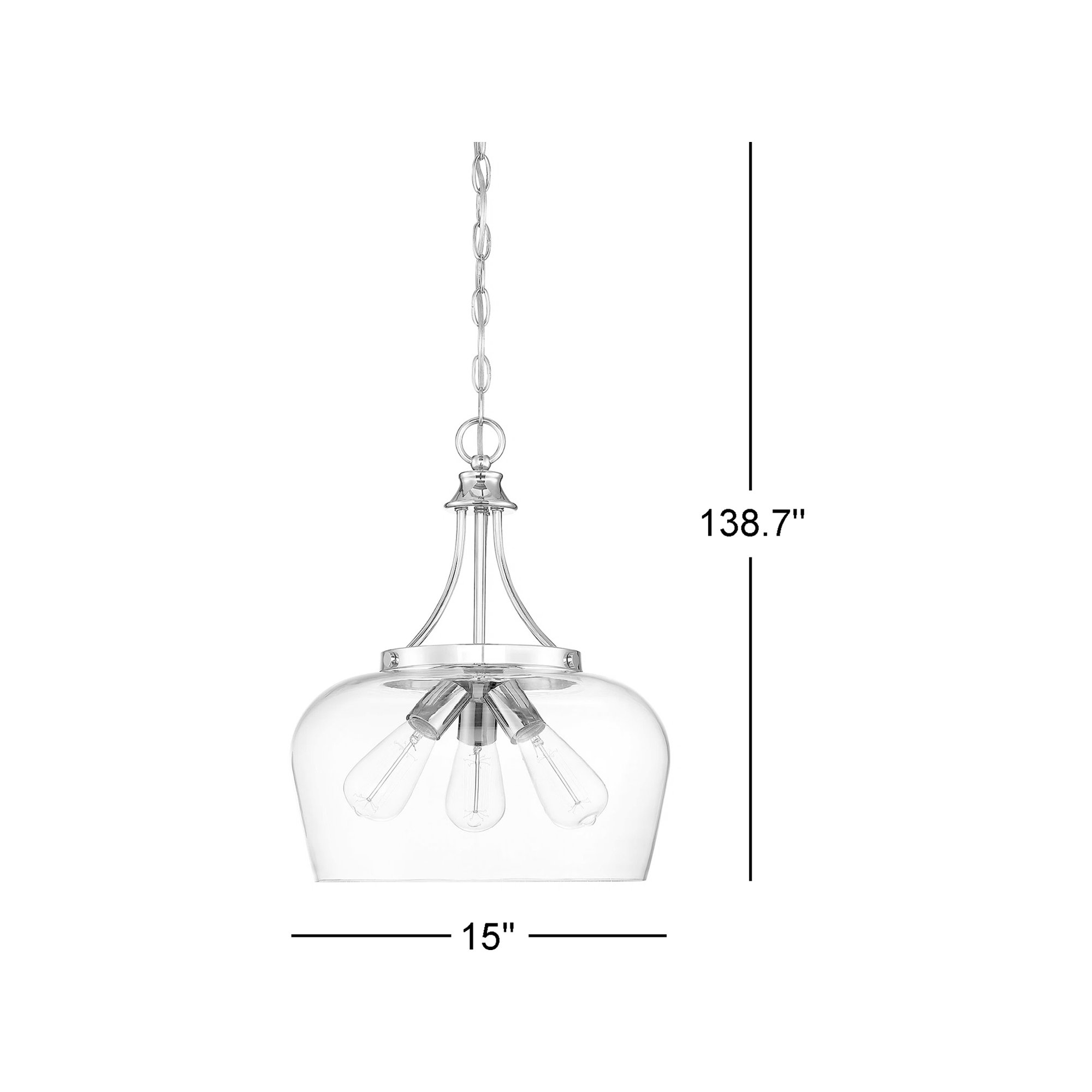 Breena 3 - Light Unique Dome Pendant, Clear, English Bronze