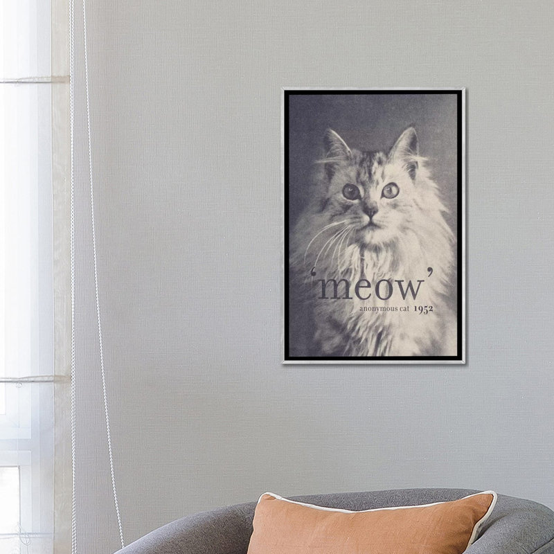 « célèbre quotes (chat) » par florent bodart-impression sur image, H 26 po x l 18 po x 1,5 po, Toile avec cadre argenté