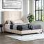 Grand lit plateforme tapissier capitonné beige-1958494051