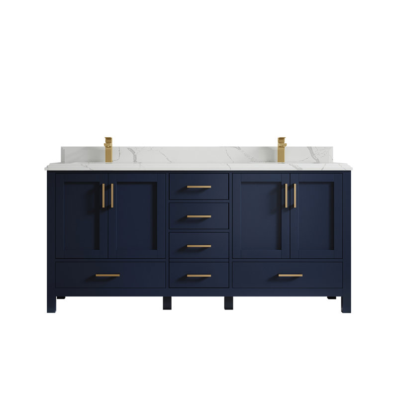 Ensemble de meuble-lavabo double 72 po Malibu, Calacatta Laza
