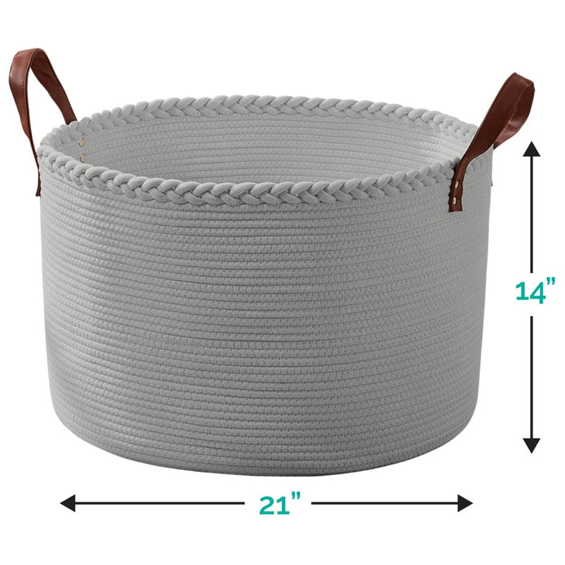 Fabric Laundry Basket with Handles, Gray