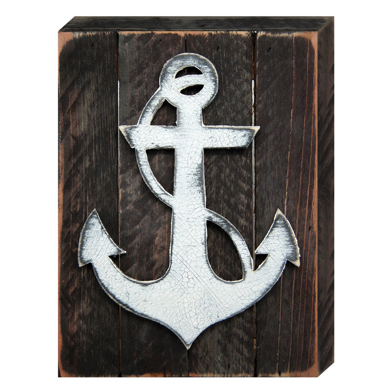 Décoration murale à planche nautique nautique rustique anchor, H 8 po x l 6 po x P 1,5 po