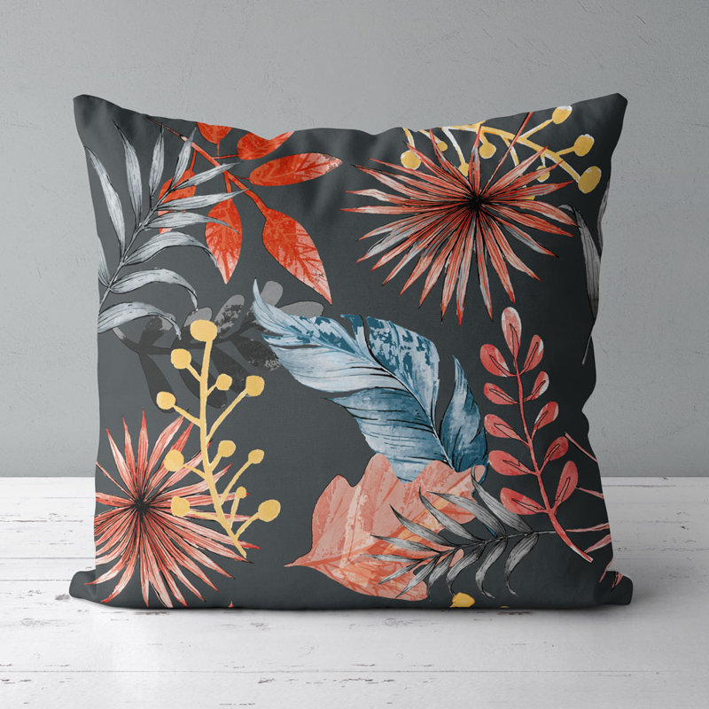 Housse de coussin carrée Rhett, Rouge/gris