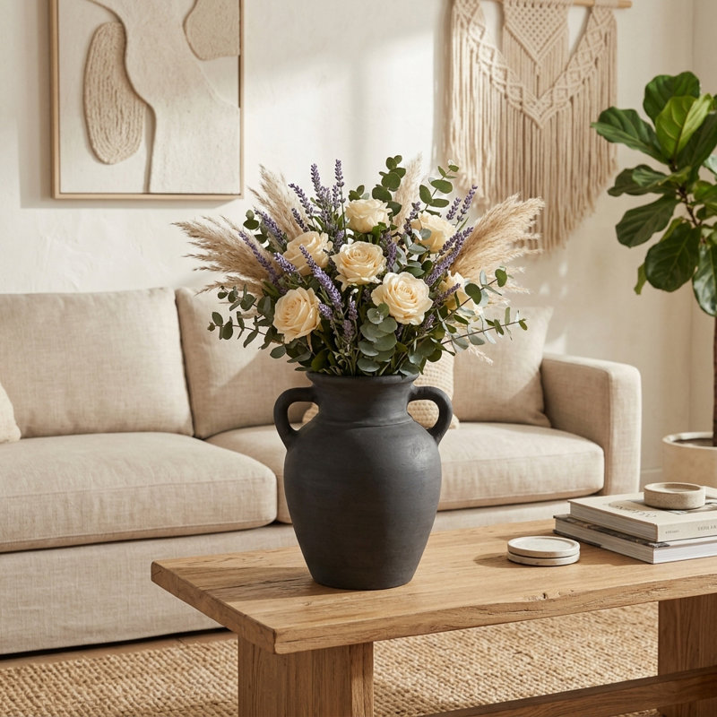 Vase de table Kenith, Noir / couleur unie, 9"