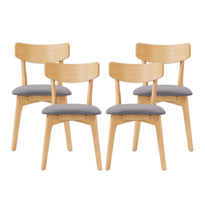 Hana Mid-Century Modern Rubberwood Dining Chair With Upholstered Seat