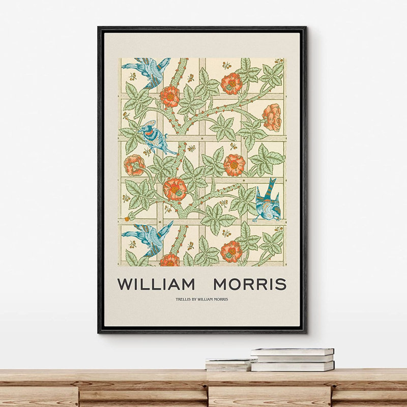 «Classical Artwork», reproduction d'art sur toile, fleur de jardin, treillis par William Morris, Noir, H 24 po x l 16 po