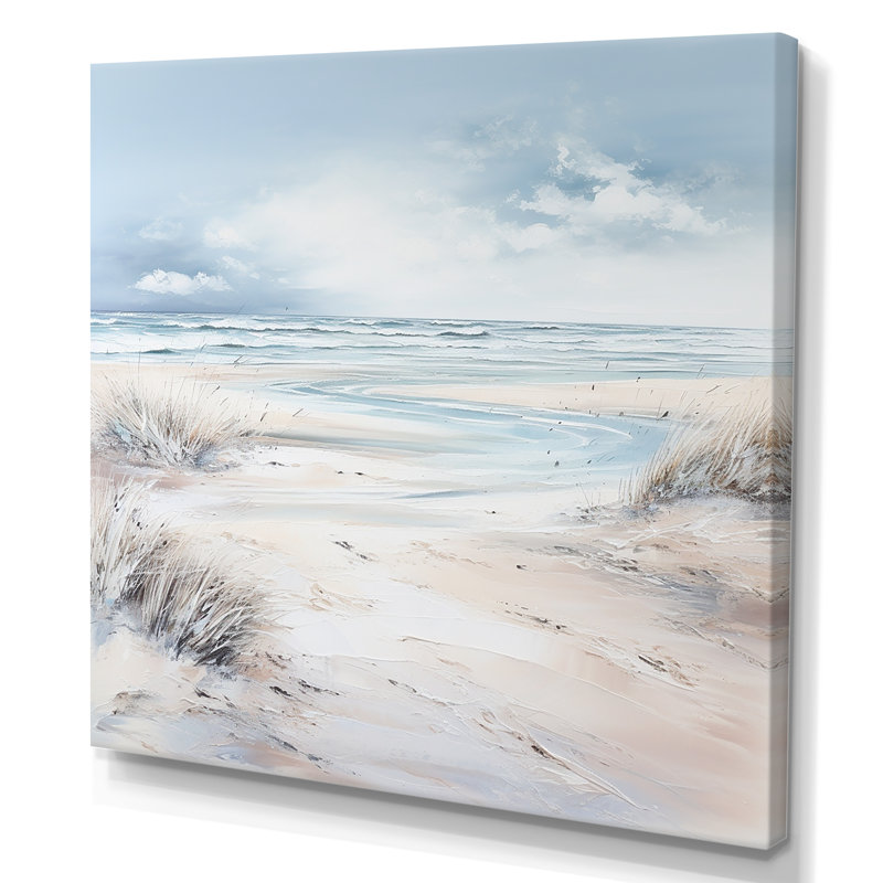 «Coastal Beach Charm In Winter - Coastal Beach Sand», reproduction sur toile encadrée, Toile tendue