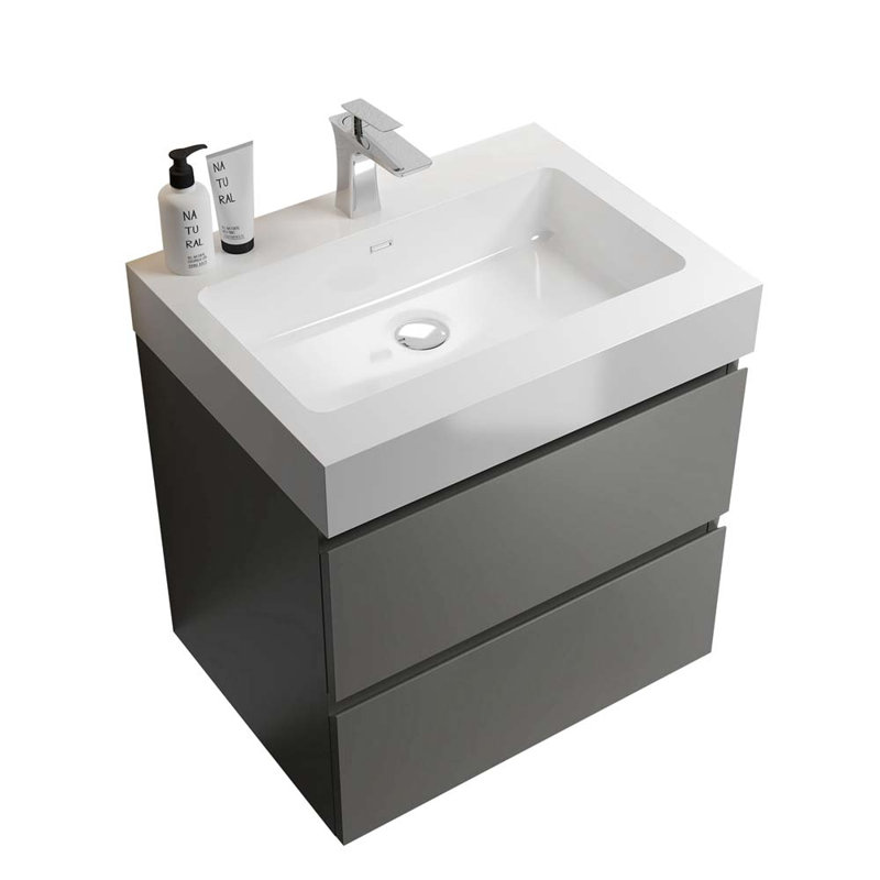 Ensemble de meuble-lavabo simple 24 po, Blanc / gris