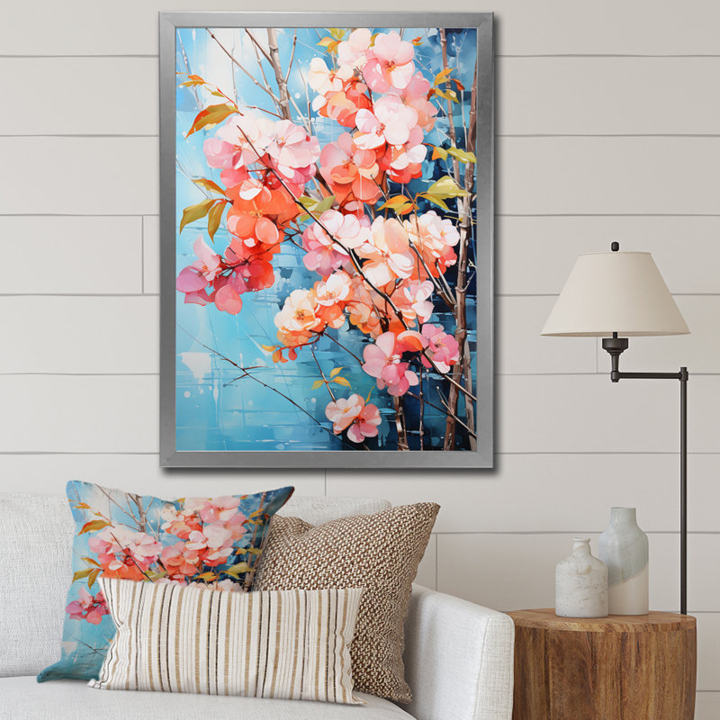 Coral Dreams I - Flowers, impression d'art mural, Cadre simple argenté, H 40 po x l 30 po x P 1,5 po