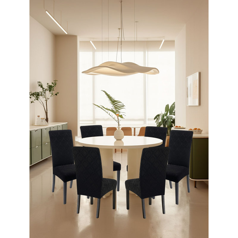 Housse pour chaise de salle à manger, Mélange de polyester noir