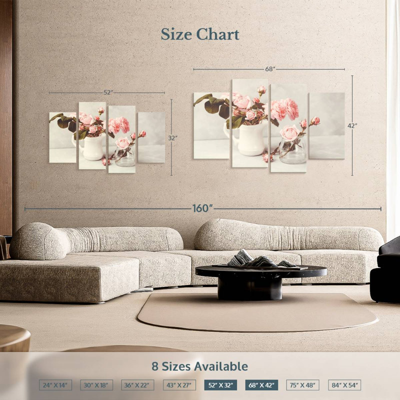 Harnek chic roses roses, H 42 po x l 68 po