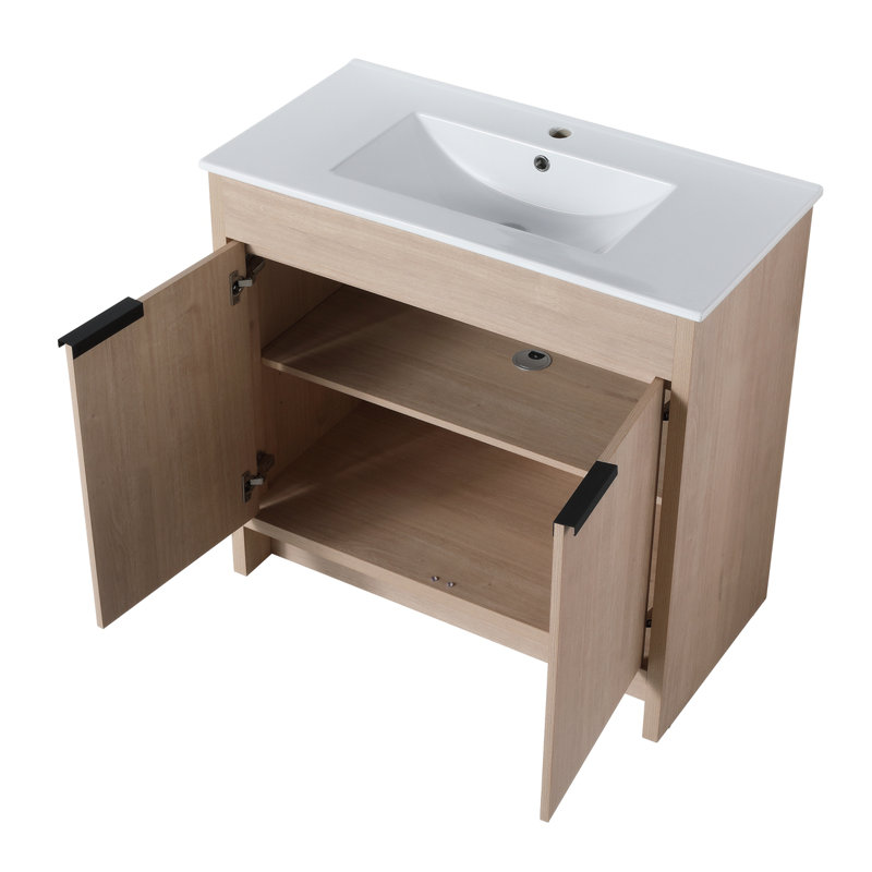 Meuble-lavabo simple 35,95 po avec plateau en céramique Toochi