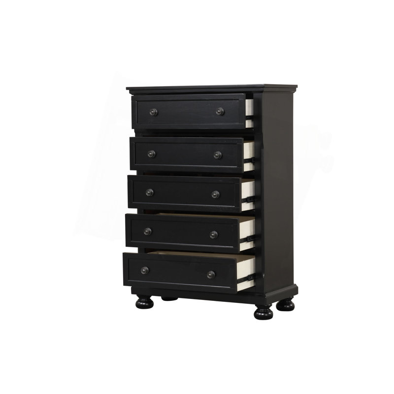 Commode verticale avec boutons décoratifs et pieds en oignon, Noir