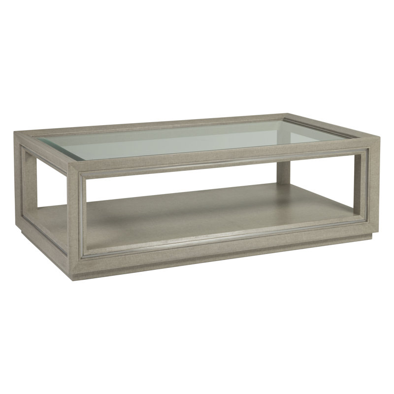 Zeitgeist 54'' Gray Linen and Stainless Steel Rectangular Cocktail Table