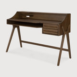Flow desk - varnished mahogany - rose brown - 2 drawers - rectangular