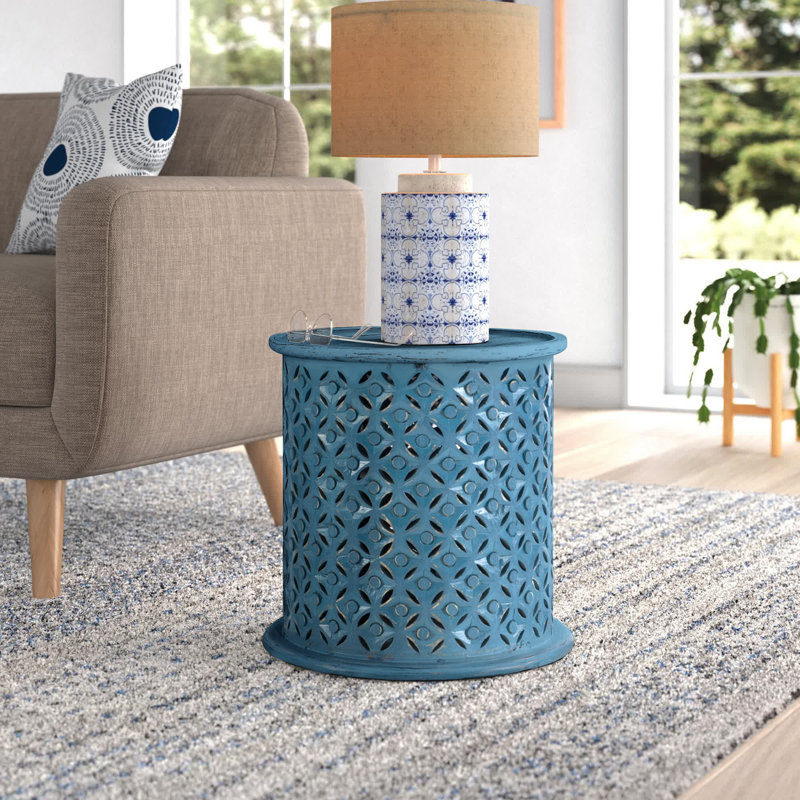 Eakin Solid Wood End Table, Blue