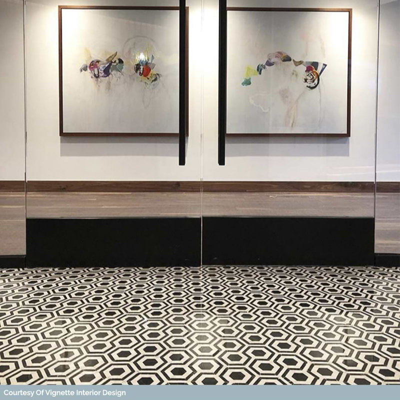 Cosmos Crema And Thassos Hexagon Marble Tile, Nero