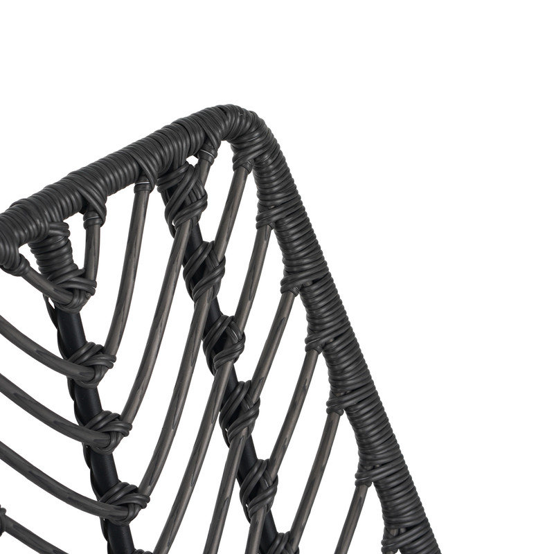 Ensemble de 2 chaises d'extérieur en rotin tissé noir avec coussins gris