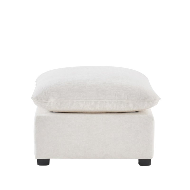 26*26" Ottoman Module For Modular Sectional Sofa,Wide Seat,Chenille,2 Colors, White