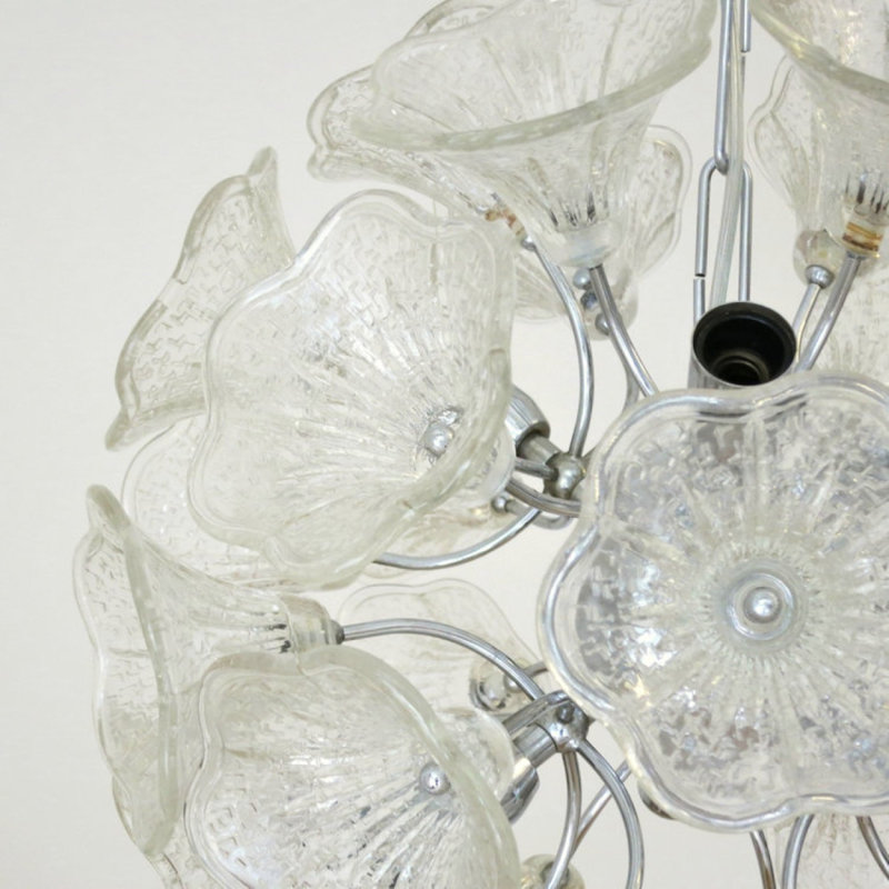 Lustre en chrome 16 lumières Hristofer, Clair, Bronze, H 20 po x l 20 po x P 20 po