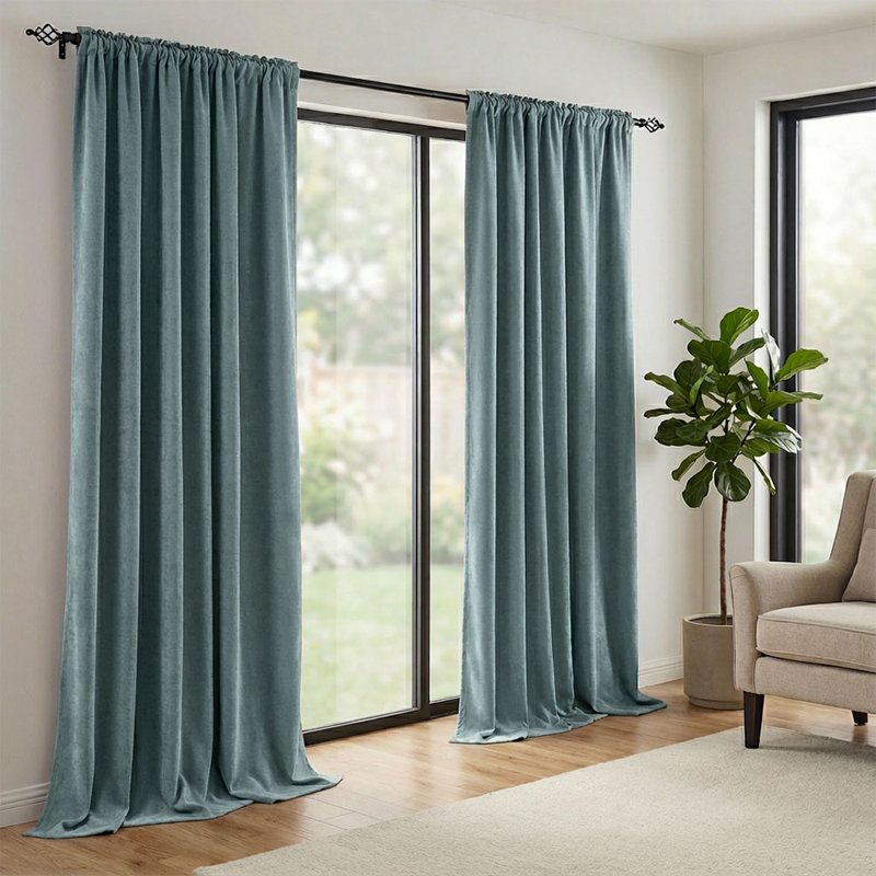 Double-Sided Chenille Curtains for Living Room Modern Window Treatment for Bedroom Blackout Curtains Drapes Room Darkening (Set of 2)