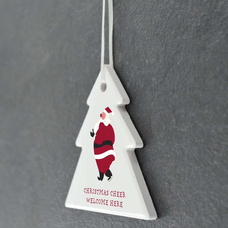 Carley Christmas Cheer Welcome Here Tree Shaped Ceramic Ornament