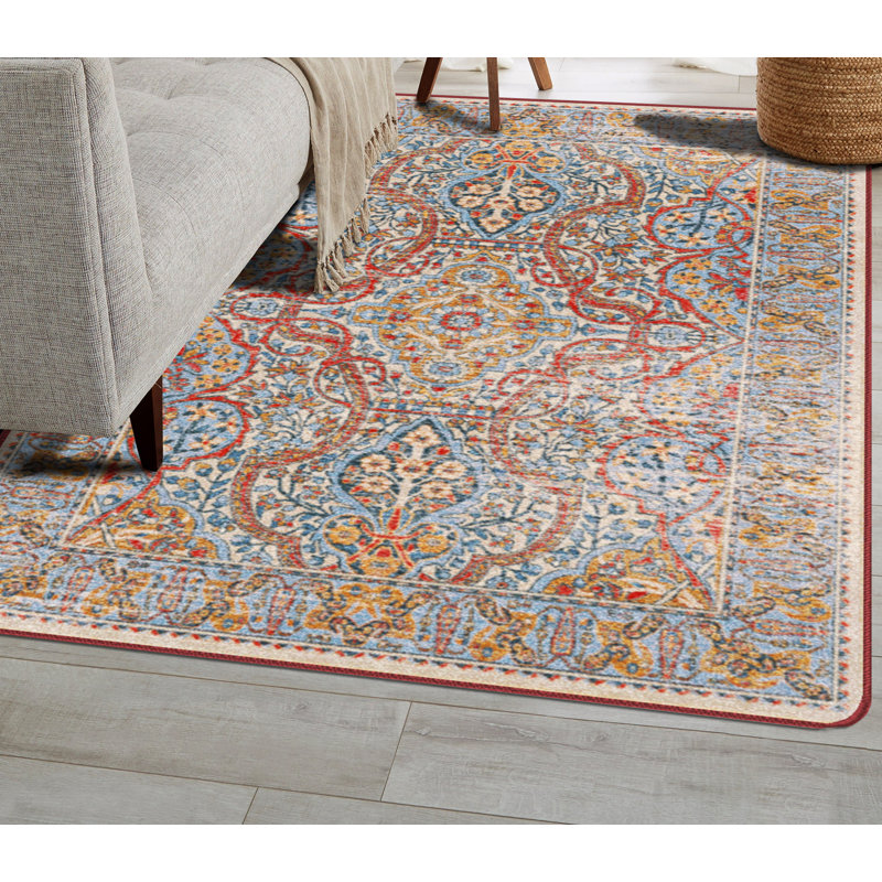 Miltiadis Premium EnduraStran Nylon Distressed Area Rug, Rectangle 3'10" x 5'4"