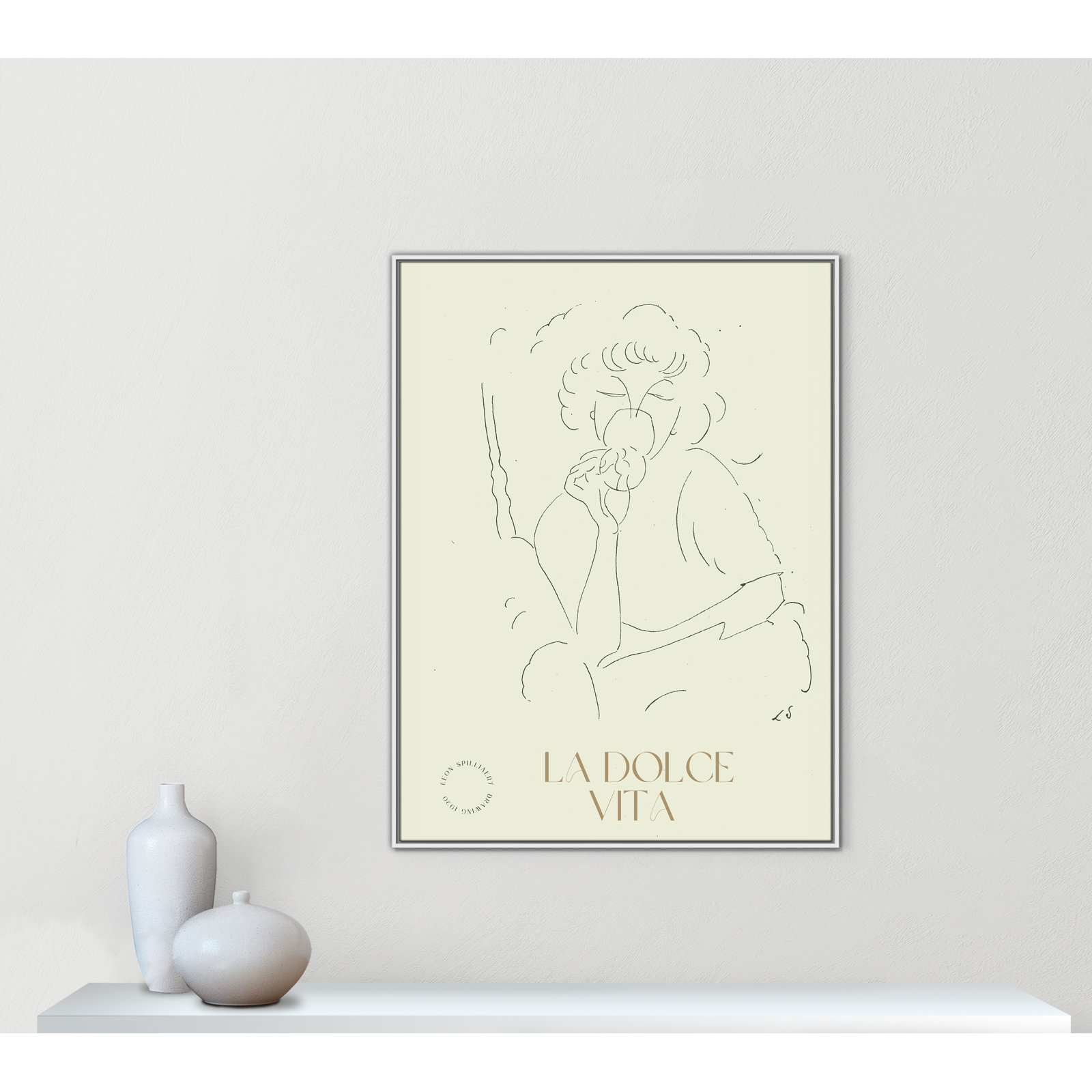 Dottie "La Dolce Vita" Print, 49.5" H x 37.5" W, White