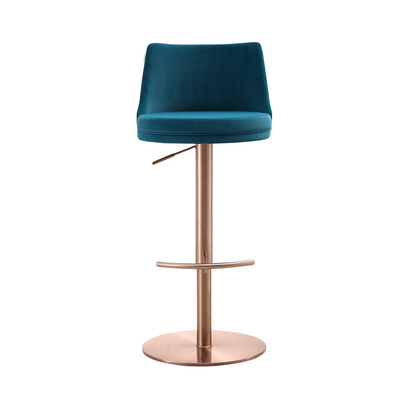 Tabouret tournant à hauteur réglable Viverette, Bleu/or rose