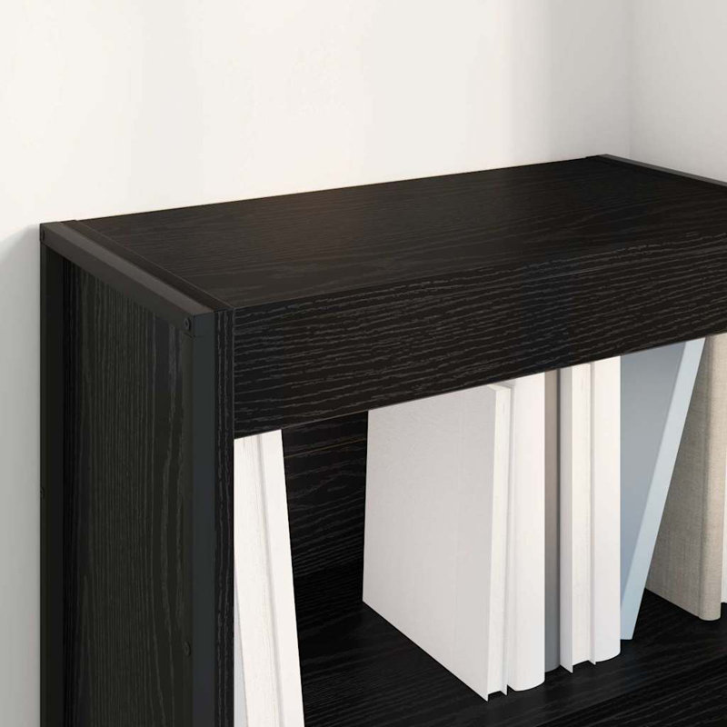 Steel Book Cabinet Bookcase, Black Oak, (2 Shelves) 86.5cm. H x 60cm. W x 30cm. D