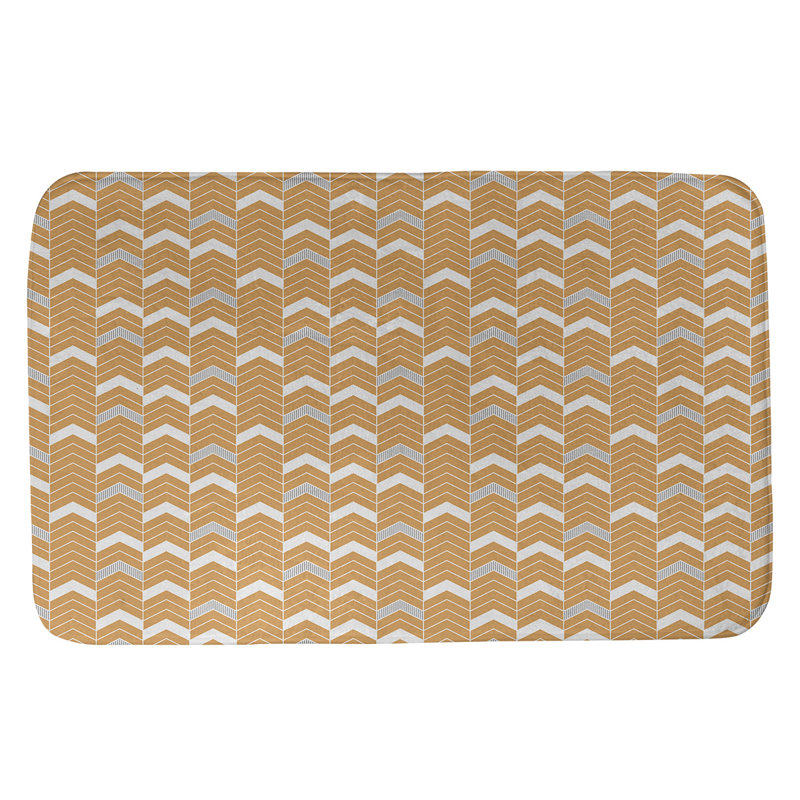 Tapis pour salle de bain lineed chevrons Stephenie, l 21 po x L 34 po, Orange et gris