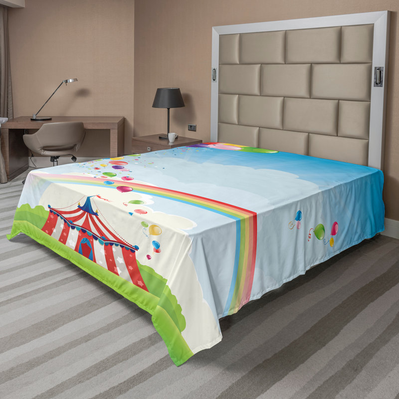 Multicolore Ambesonne, Drap plat pour très grand lit californien