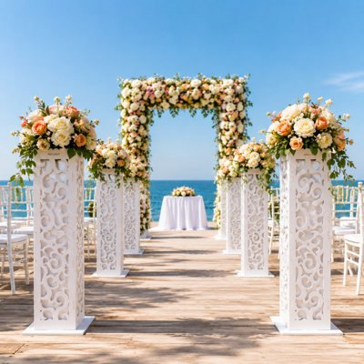 Hollow-Out PVC Flower Column, LED Pillar with Cloud Pattern for Wedding Decor