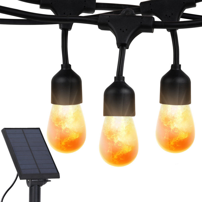 Guirlande solaire d'extérieur à DEL 27 pi avec 12 ampoules S14 effet flamme Ambiance Pro
