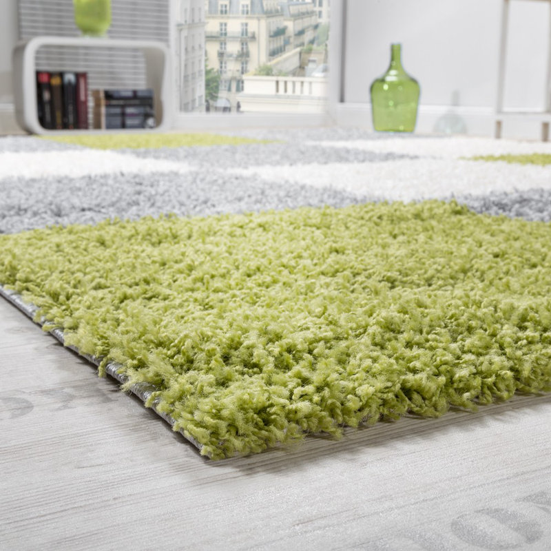 Sahrad Chequered Shag Area Rug, Rectangular 300cm x 400cm